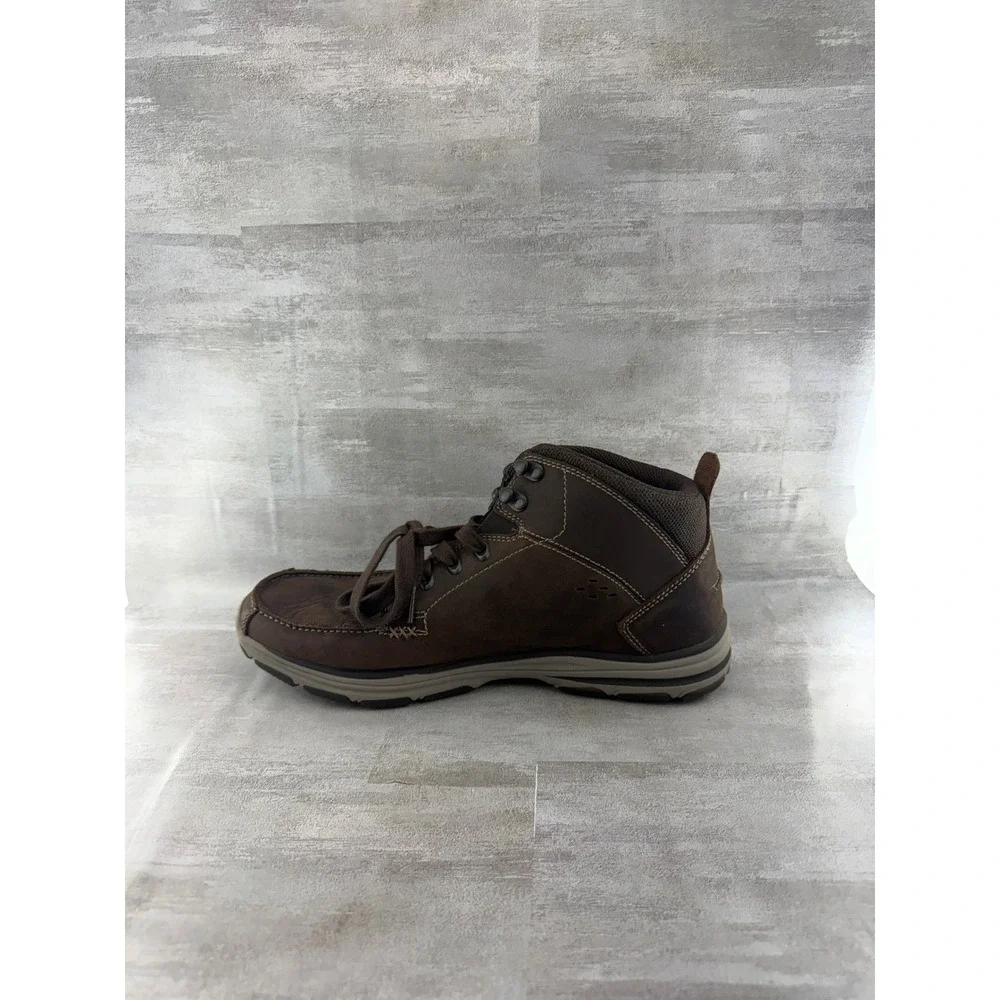 Skechers Men Classic Fit 65169 Chocolate Brown Leather Moc Toe Boots Size 11